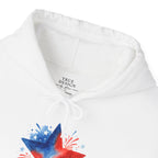 Patriotic Red & Blue Star Hoodie — 4th of July Firework Sweatshirt