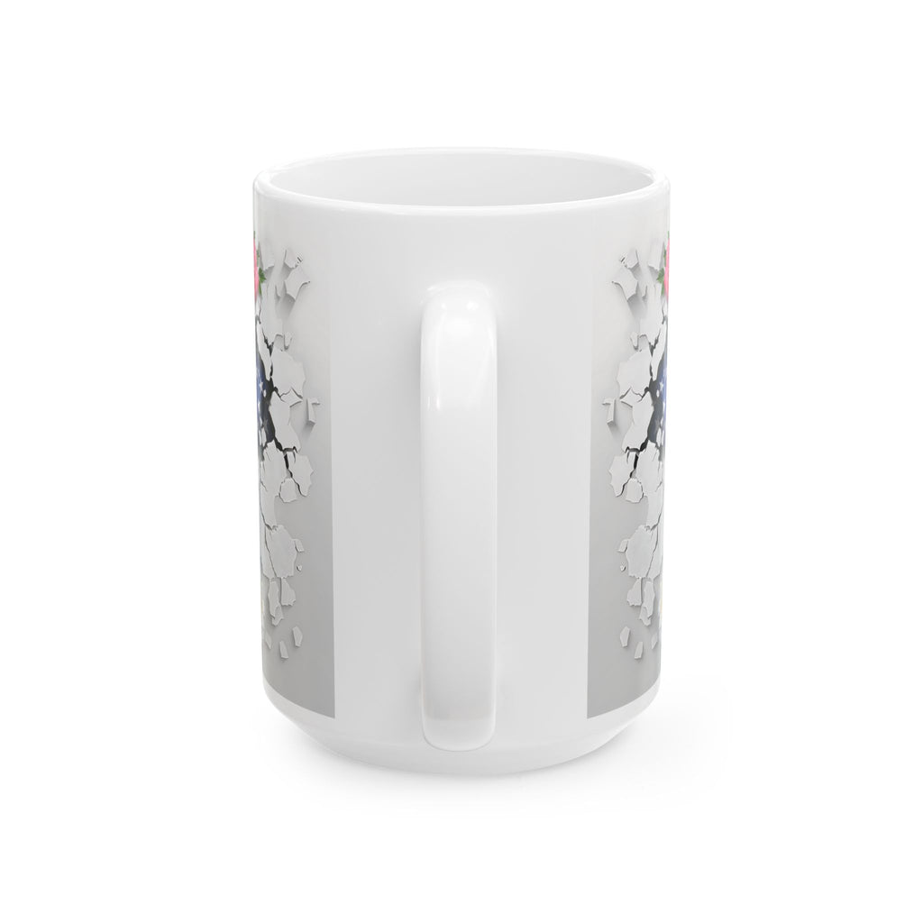 Floral American Flag Ceramic Mug - Patriotic Design
