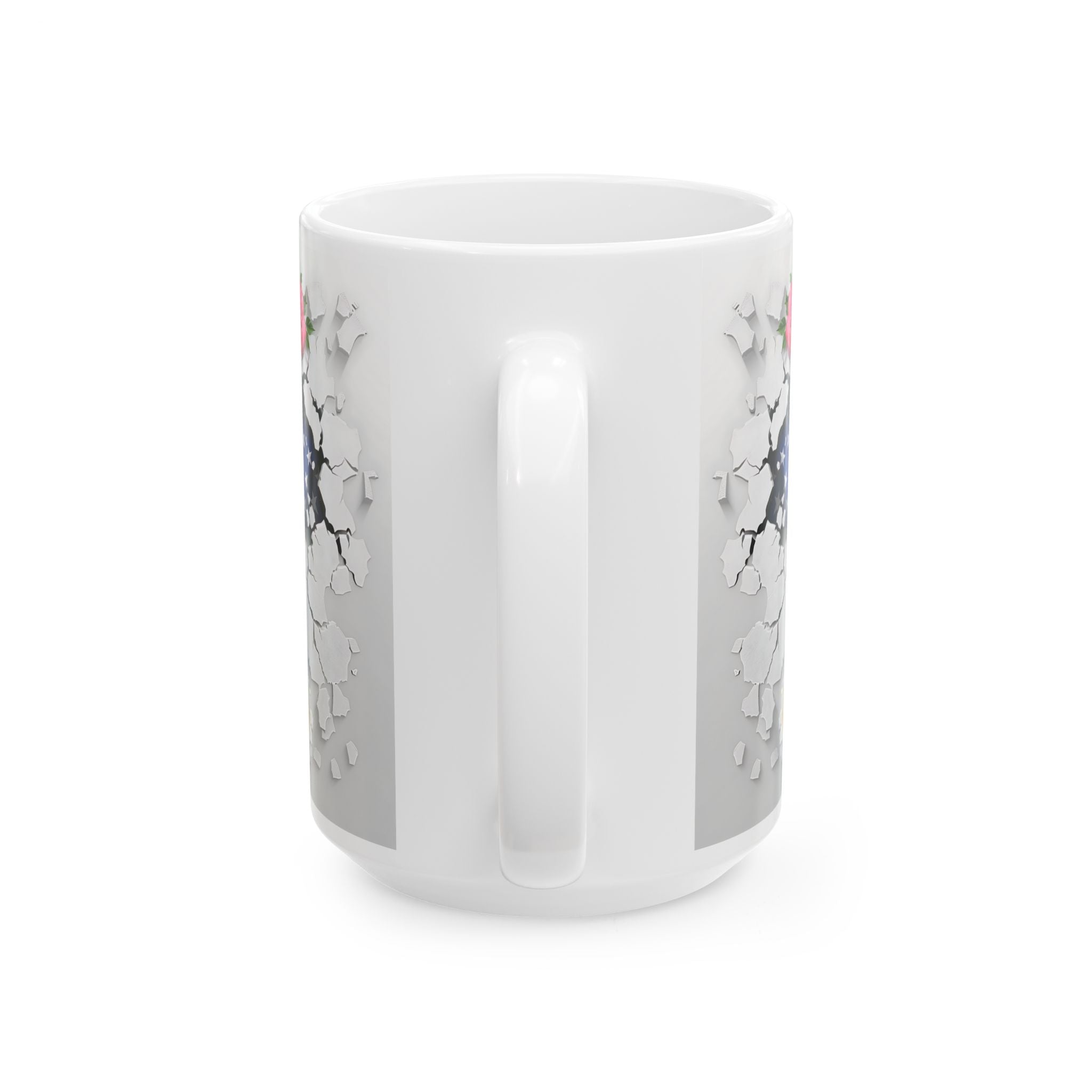 Floral American Flag Ceramic Mug - Patriotic Design