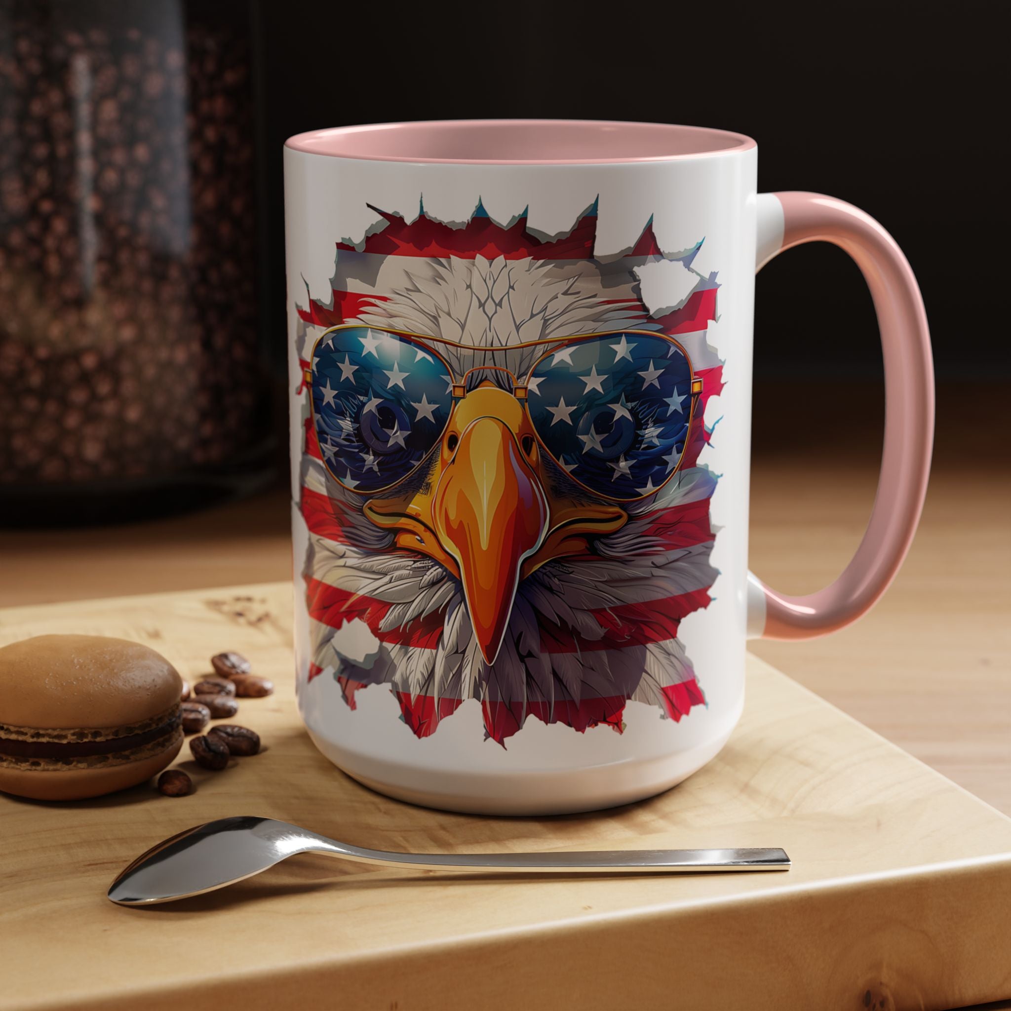 American Bald Eagle Accent Coffee Mug with Stars & Stripes