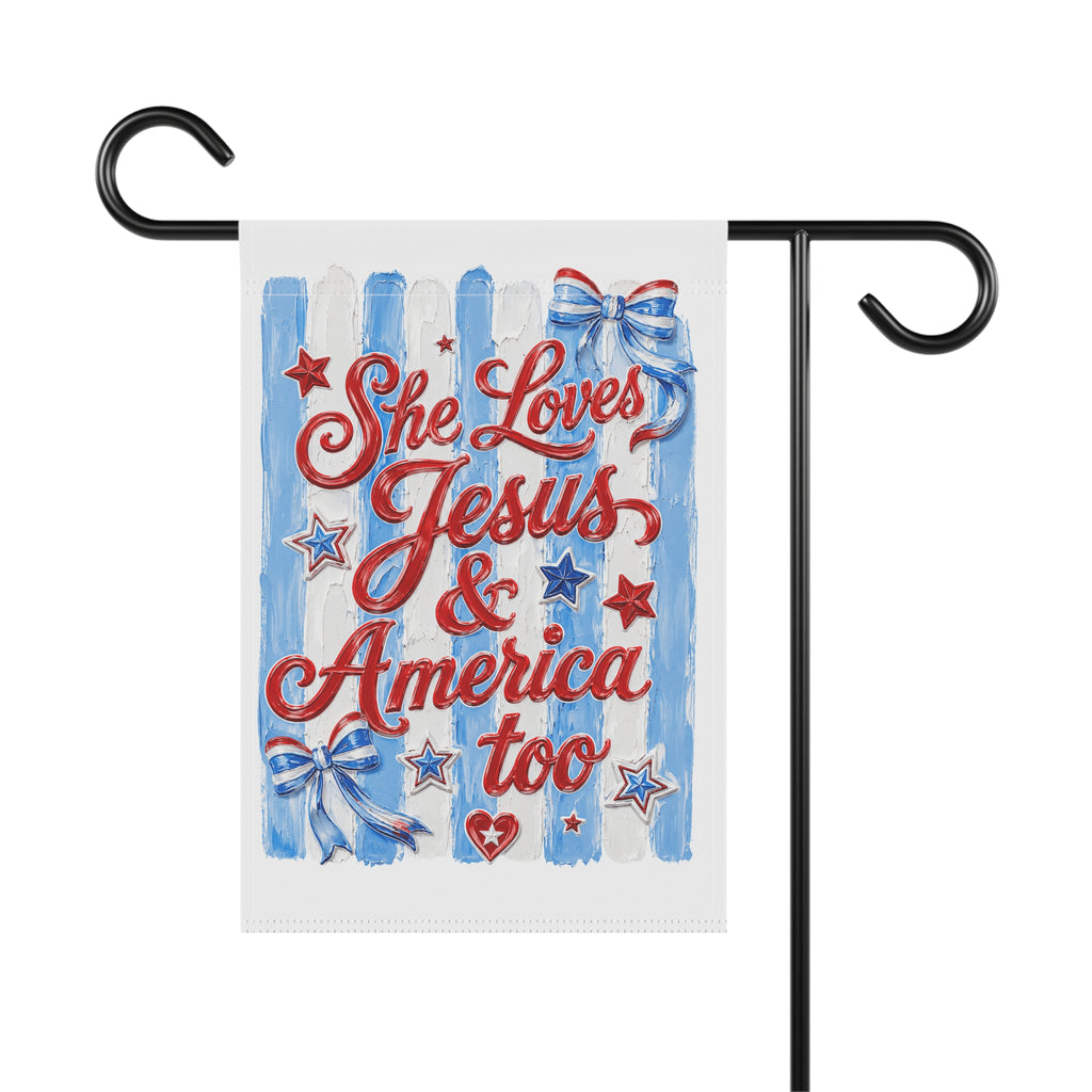 Patriotic 'She Loves Jesus & America Too' Garden Flag