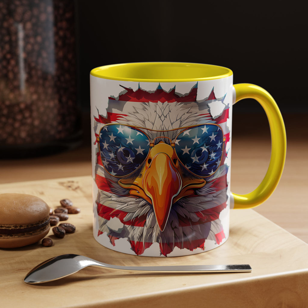 American Bald Eagle Accent Coffee Mug with Stars & Stripes