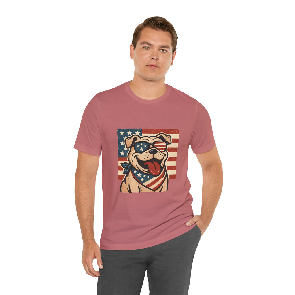 Dog's are Patriotic Too (American Flag, Funny 4th of July Shirt)