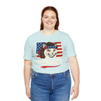 T-Shirt — "Meowica" Patriotic Cat Tee (American Flag, Funny 4th of July Shirt)