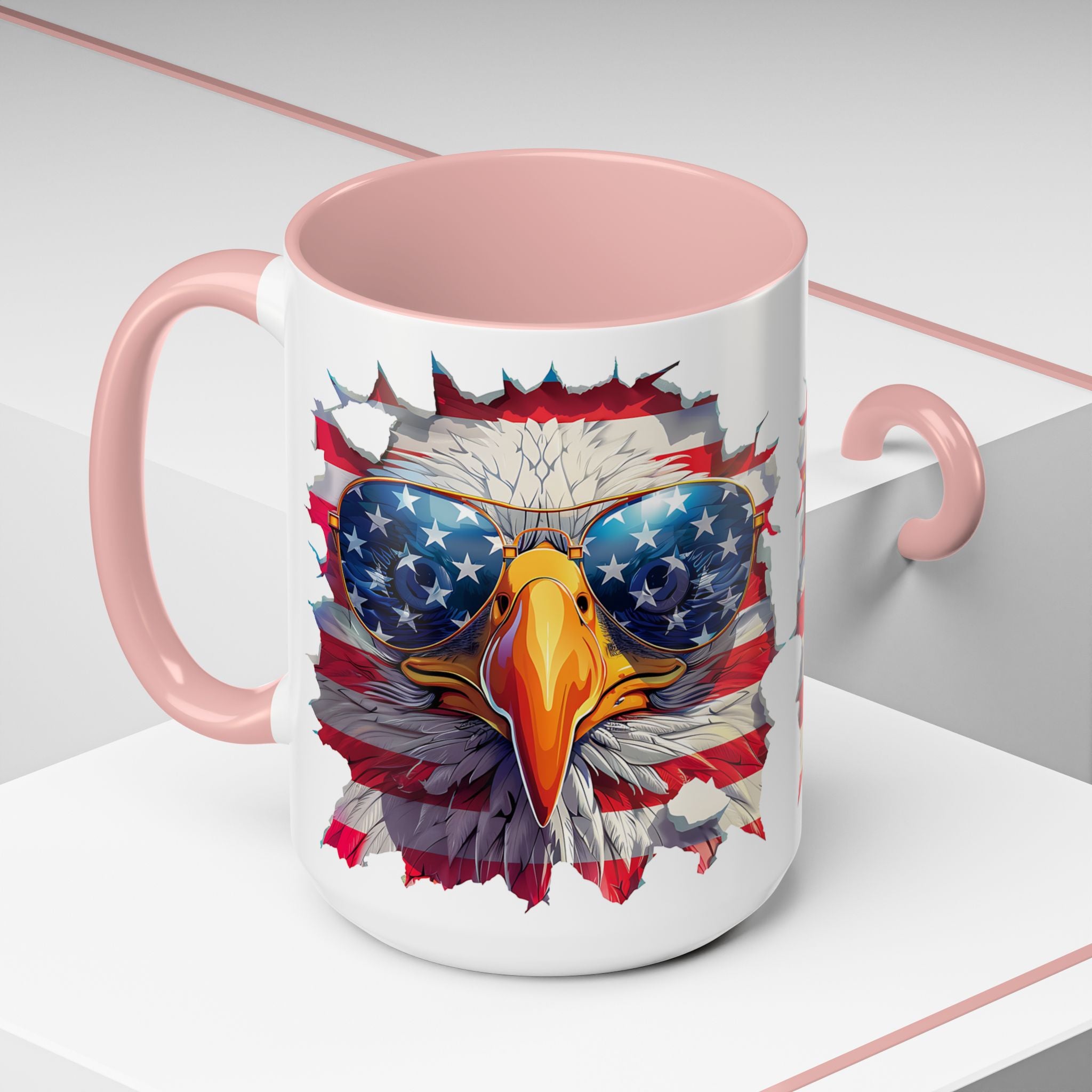 American Bald Eagle Accent Coffee Mug with Stars & Stripes