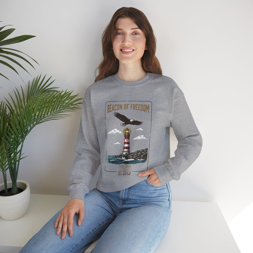 Beacon of Freedom Lighthouse Sweatshirt | 250th 4th of July Patriotic Milestone