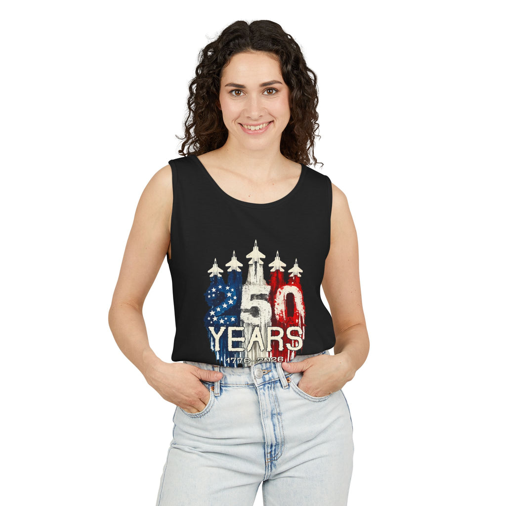 50 Years American Flag Castle Tank Top for Celebratory Wear