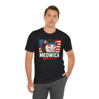 T-Shirt — "Meowica" Patriotic Cat Tee (American Flag, Funny 4th of July Shirt)