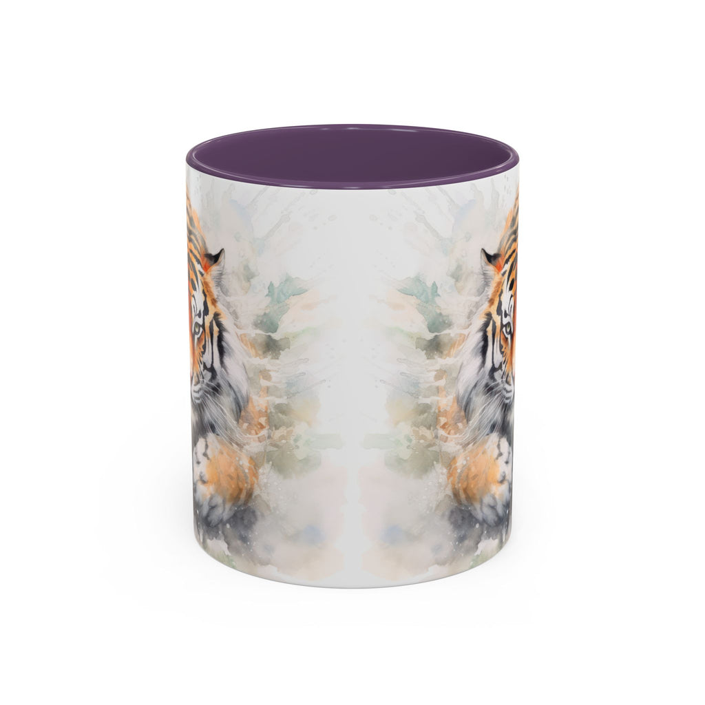 Tiger Watercolor Accent Coffee Mug – Artistic Wildlife Ceramic Mug (11/15oz)