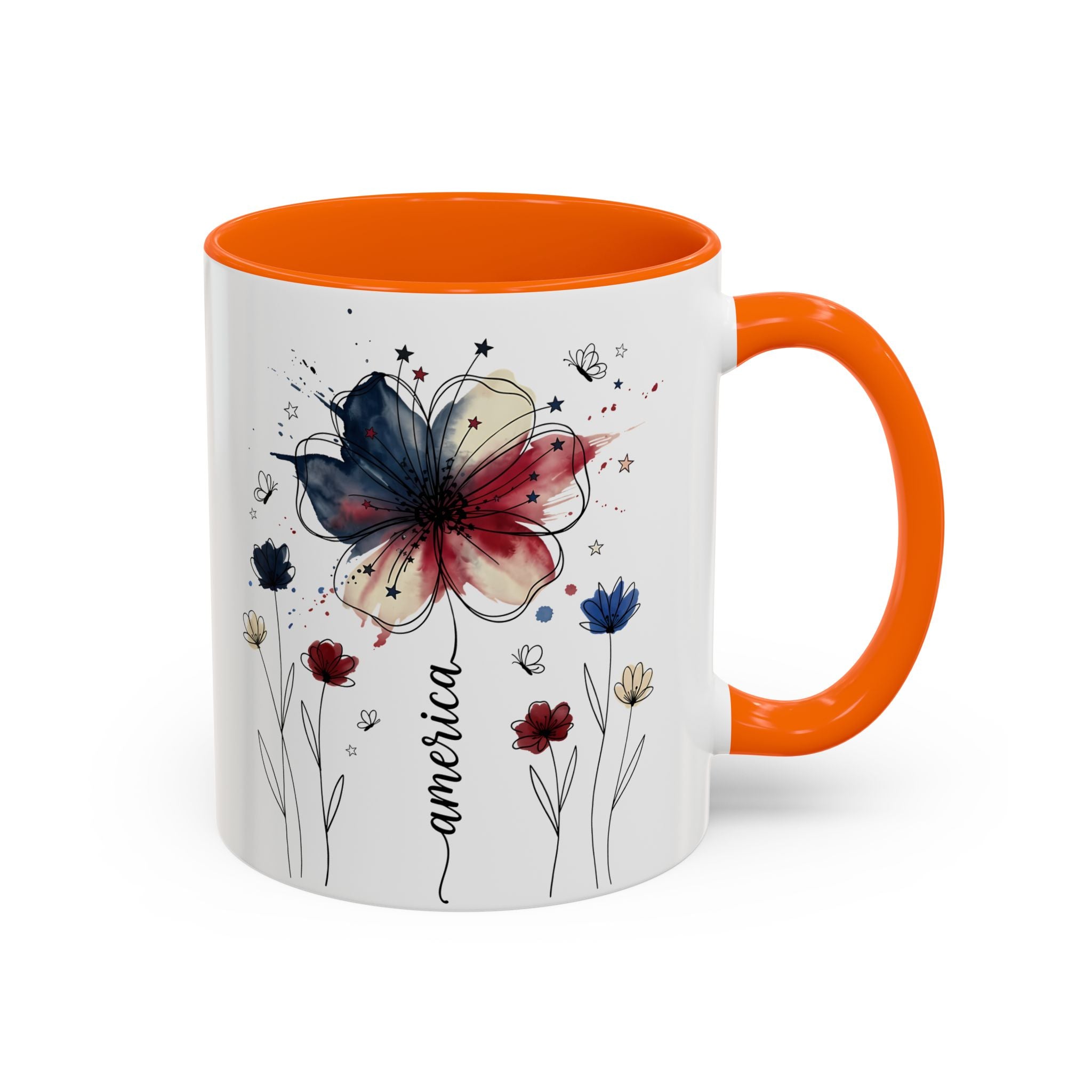 Patriotic Anemone Accent Coffee Mug Classic Floral Design
