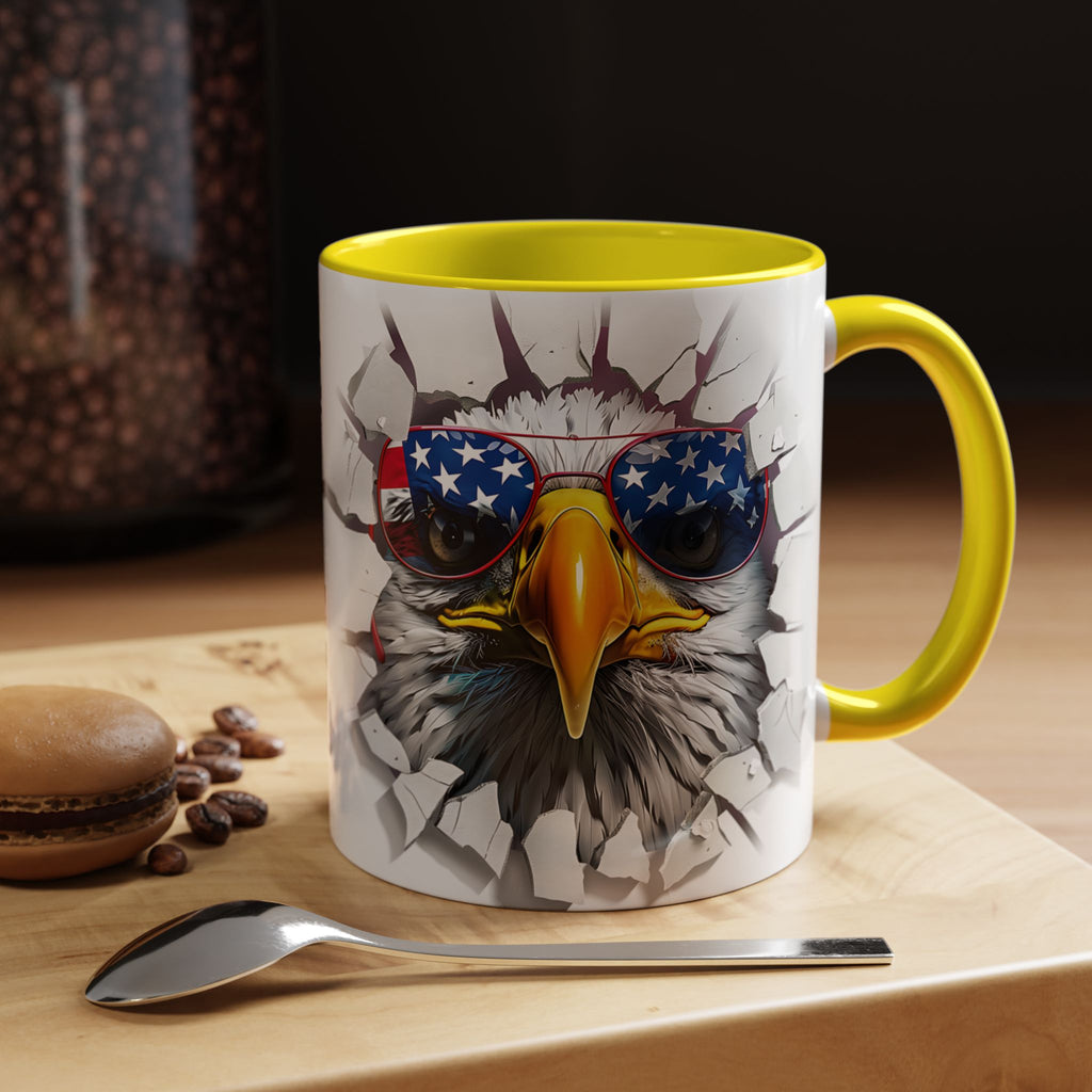 American Eagle Coffee Mug with USA Flag Accent Design