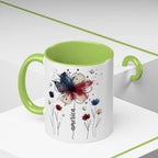 Patriotic Anemone Accent Coffee Mug Classic Floral Design