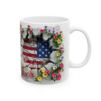 Patriotic Floral Eagle Ceramic Mug - Comfortable C-Handle