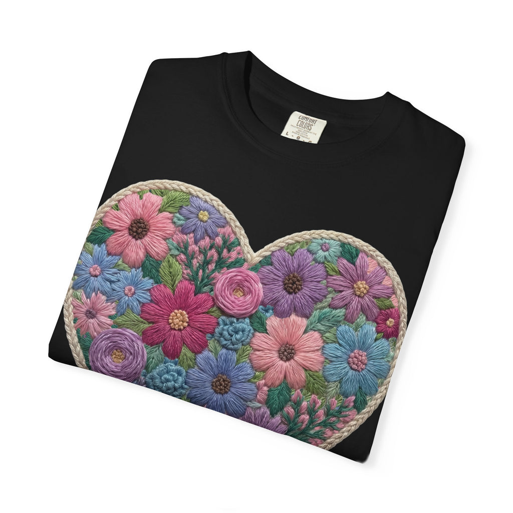 Floral Heart T-Shirt — Colorful Bouquet Heart Graphic (Print It Your Way)
