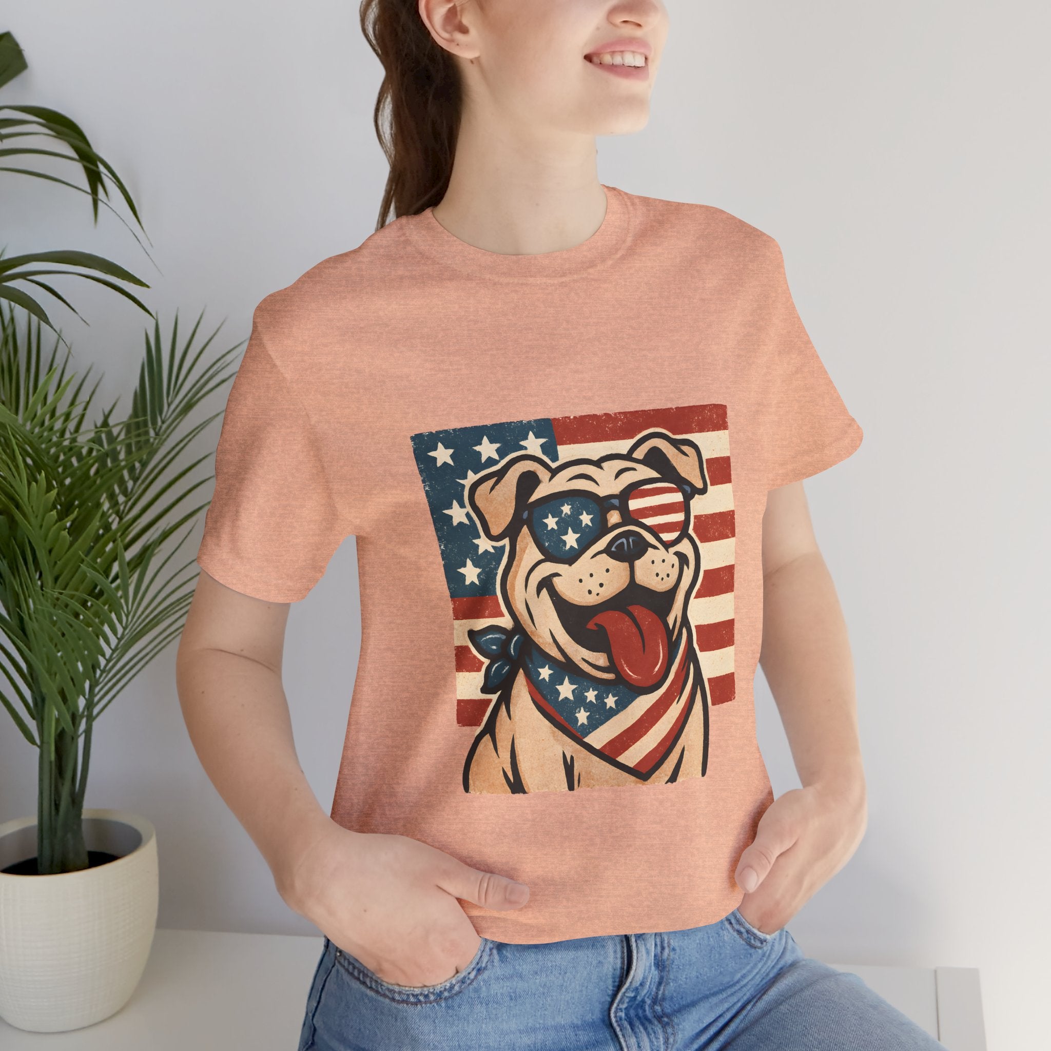 Dog's are Patriotic Too (American Flag, Funny 4th of July Shirt)