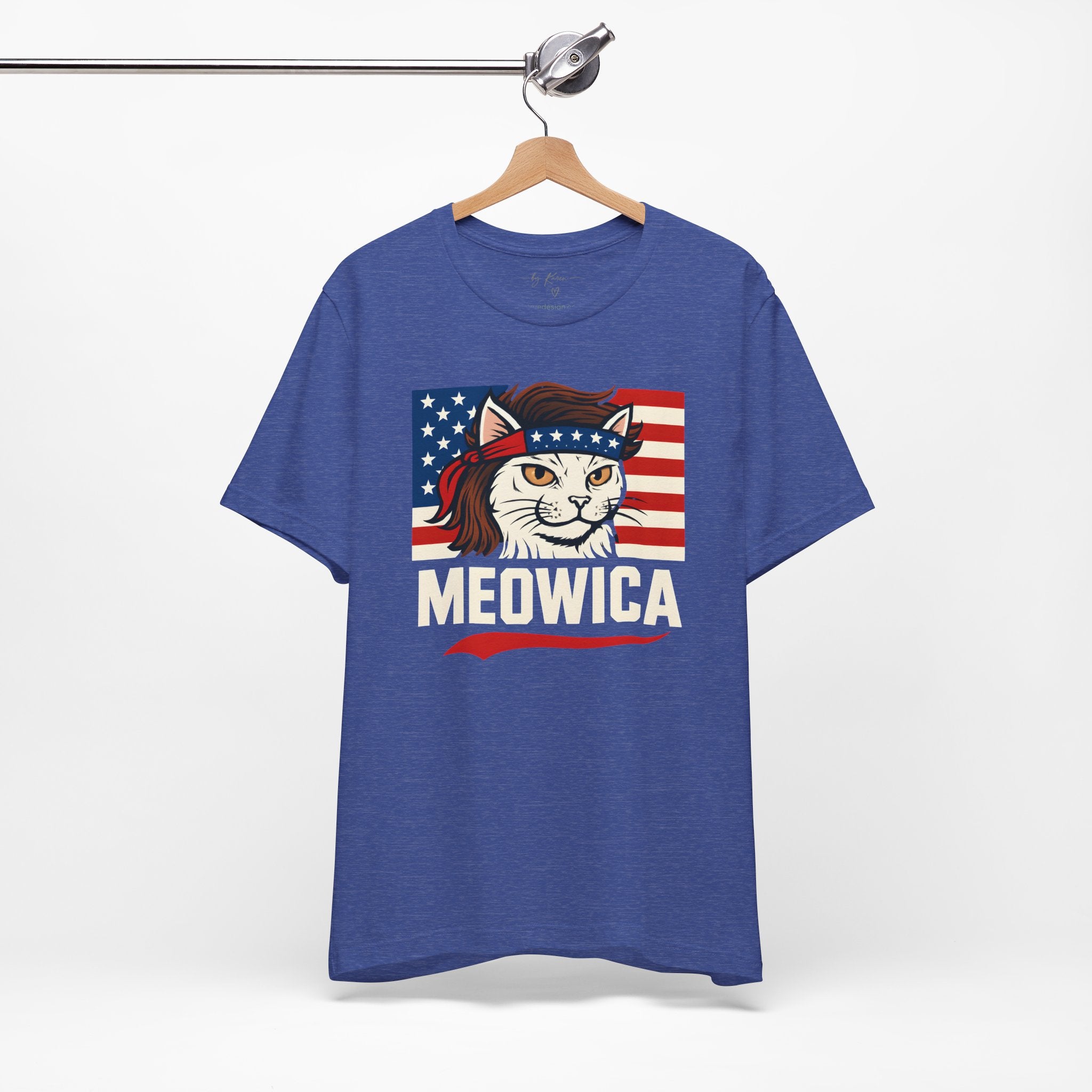 T-Shirt — "Meowica" Patriotic Cat Tee (American Flag, Funny 4th of July Shirt)