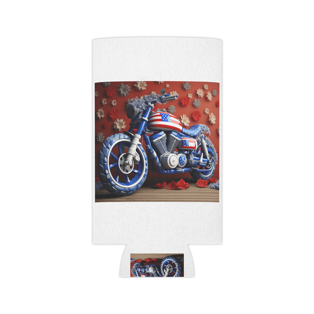 American Flag Motorcycle Can Cooler for Patriotic Gatherings