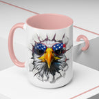 American Eagle Coffee Mug with USA Flag Accent Design