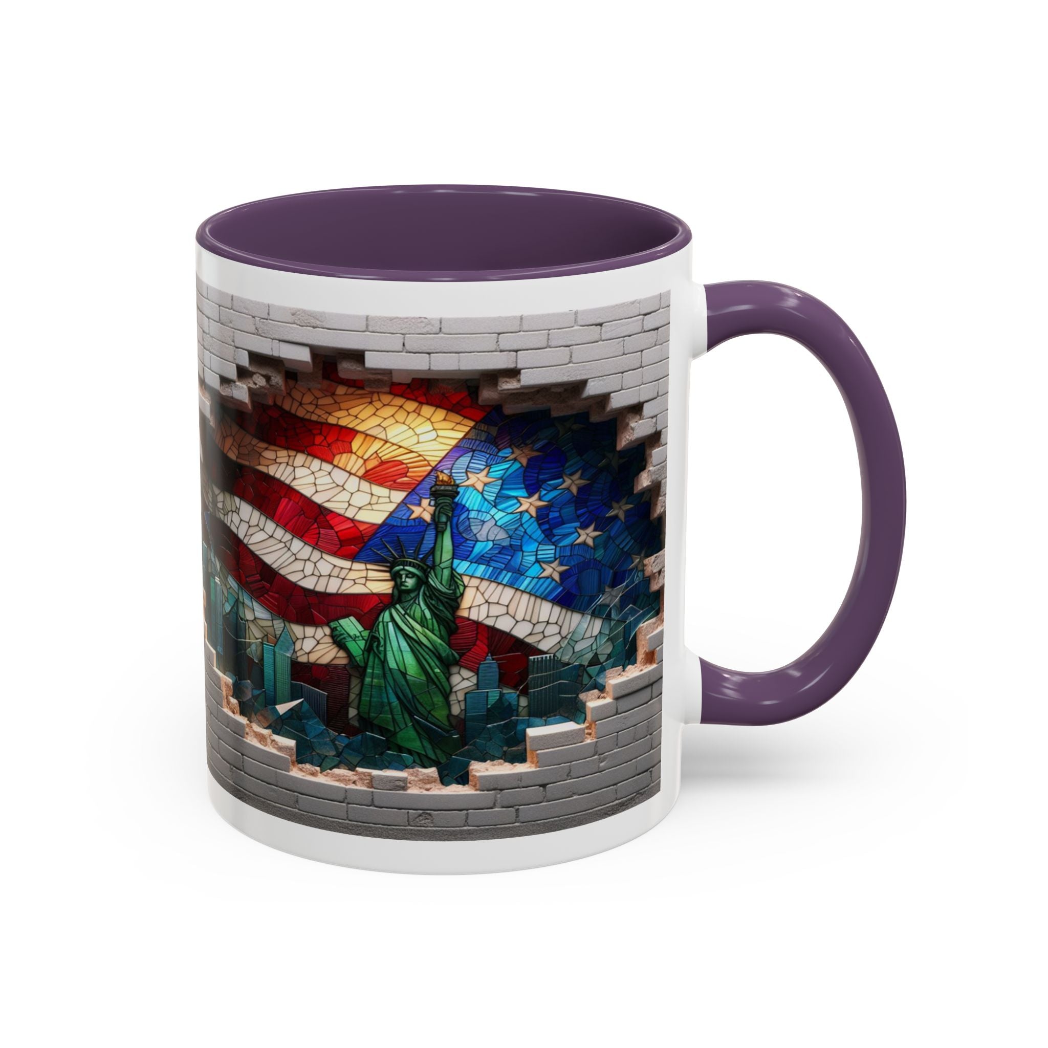 American Flag & Statue of Liberty Accent Coffee Mug – Patriotic USA Ceramic Mug