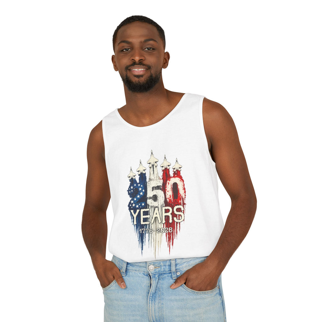 50 Years American Flag Castle Tank Top for Celebratory Wear