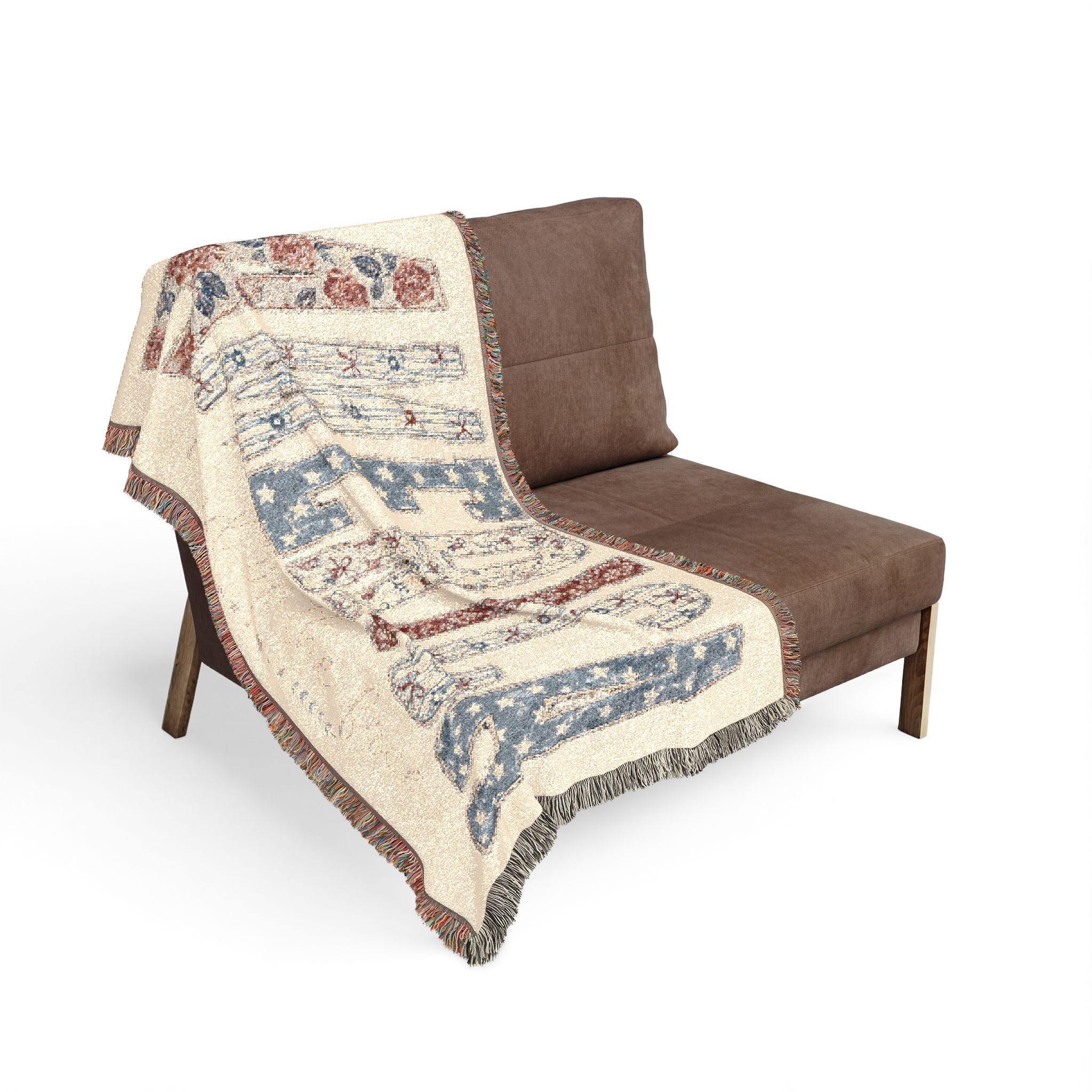 America Woven Blanket — Patriotic Throw Blanket with USA Text