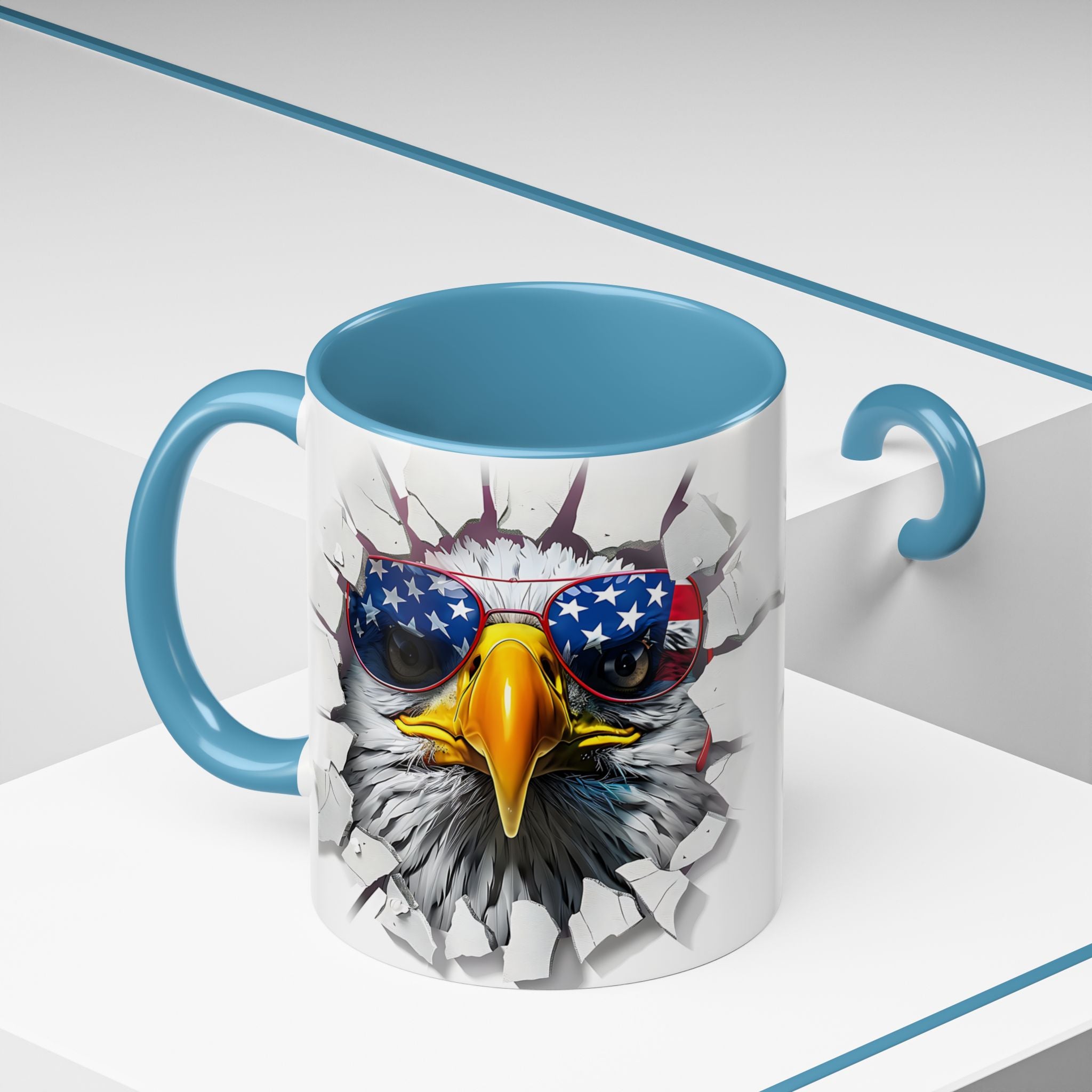 American Eagle Coffee Mug with USA Flag Accent Design