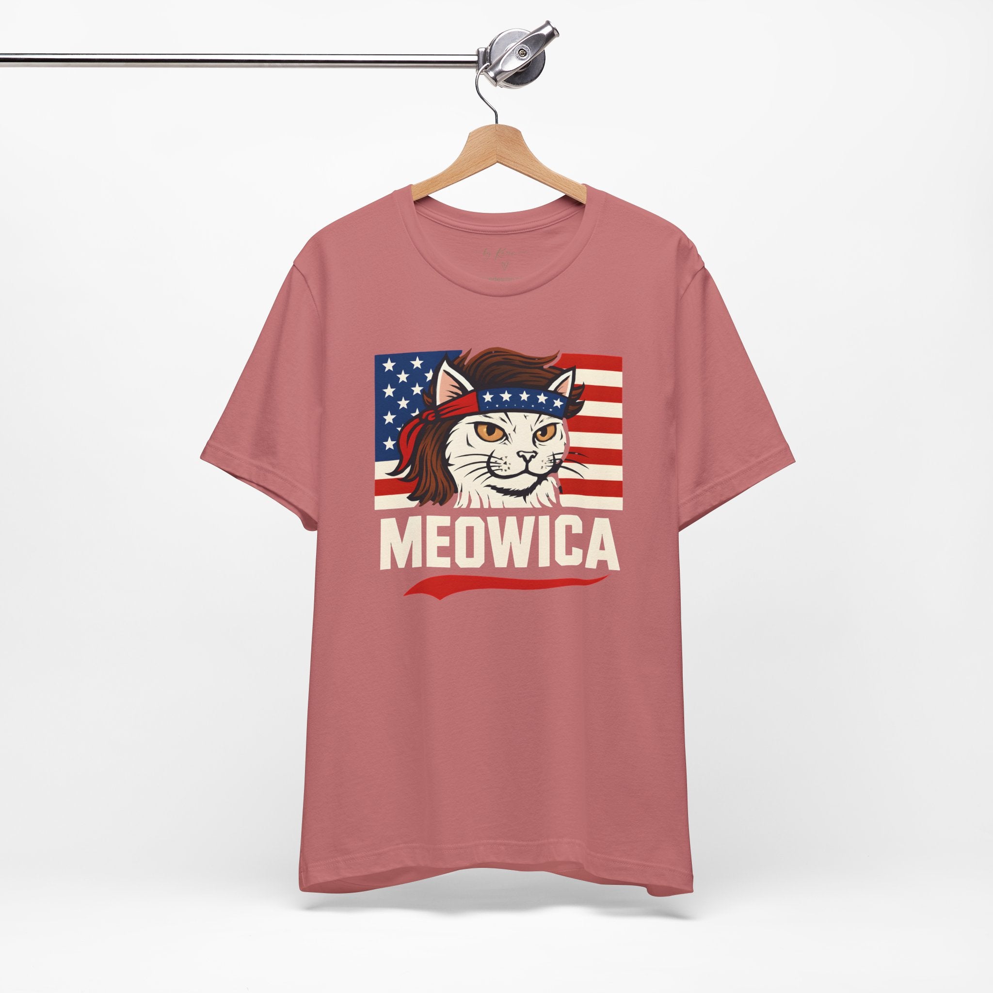 T-Shirt — "Meowica" Patriotic Cat Tee (American Flag, Funny 4th of July Shirt)