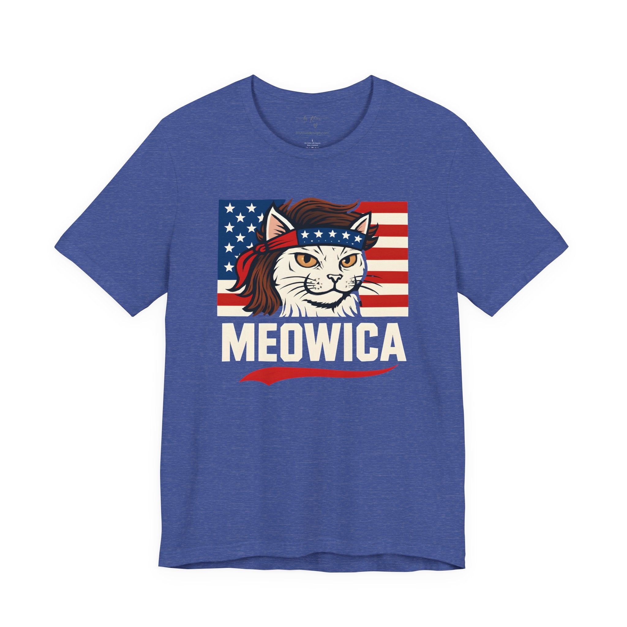 T-Shirt — "Meowica" Patriotic Cat Tee (American Flag, Funny 4th of July Shirt)