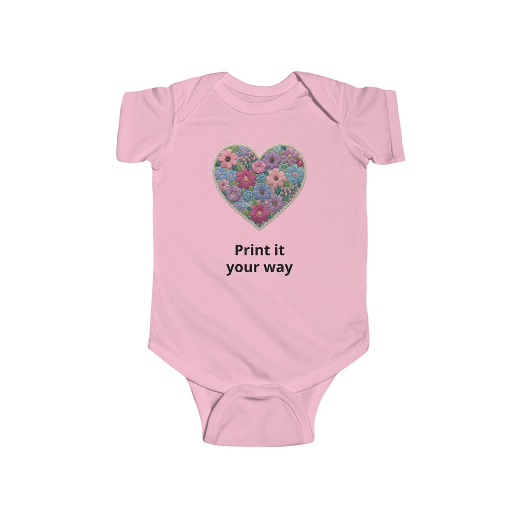 Floral Heart Personalized Baby Onesie for Infants