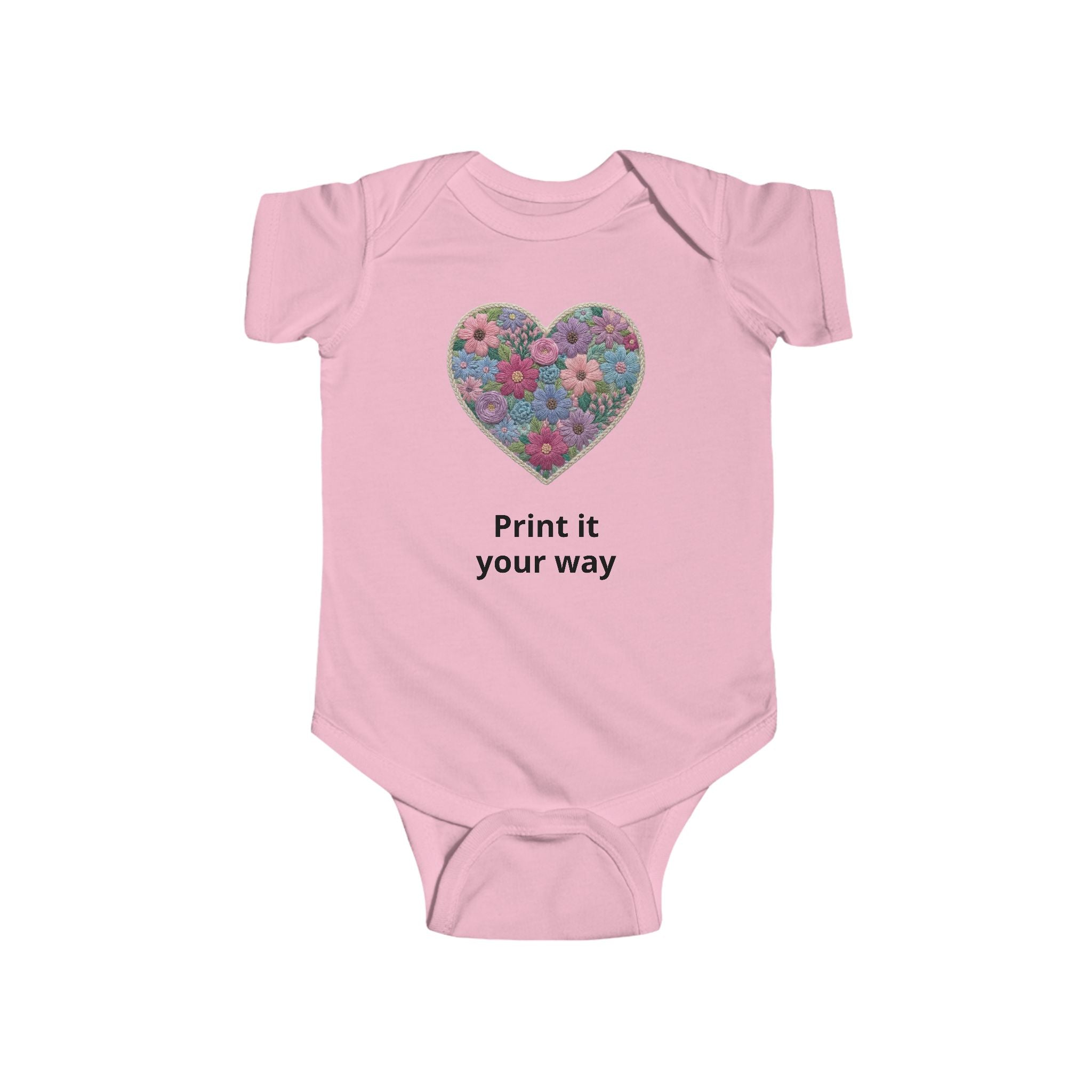 Floral Heart Personalized Baby Onesie for Infants