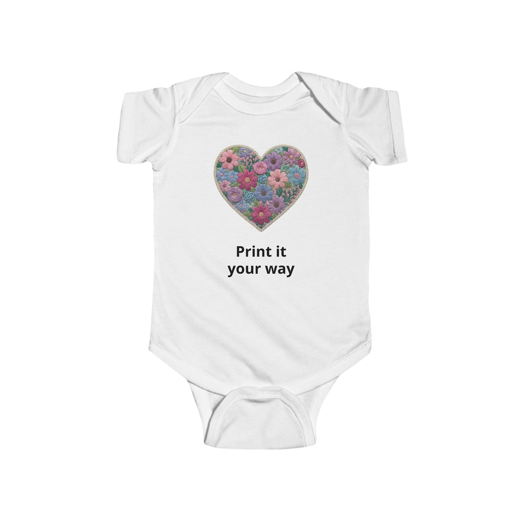 Floral Heart Personalized Baby Onesie for Infants