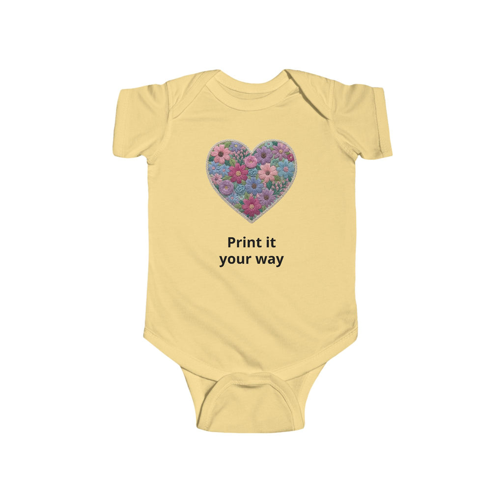 Floral Heart Personalized Baby Onesie for Infants
