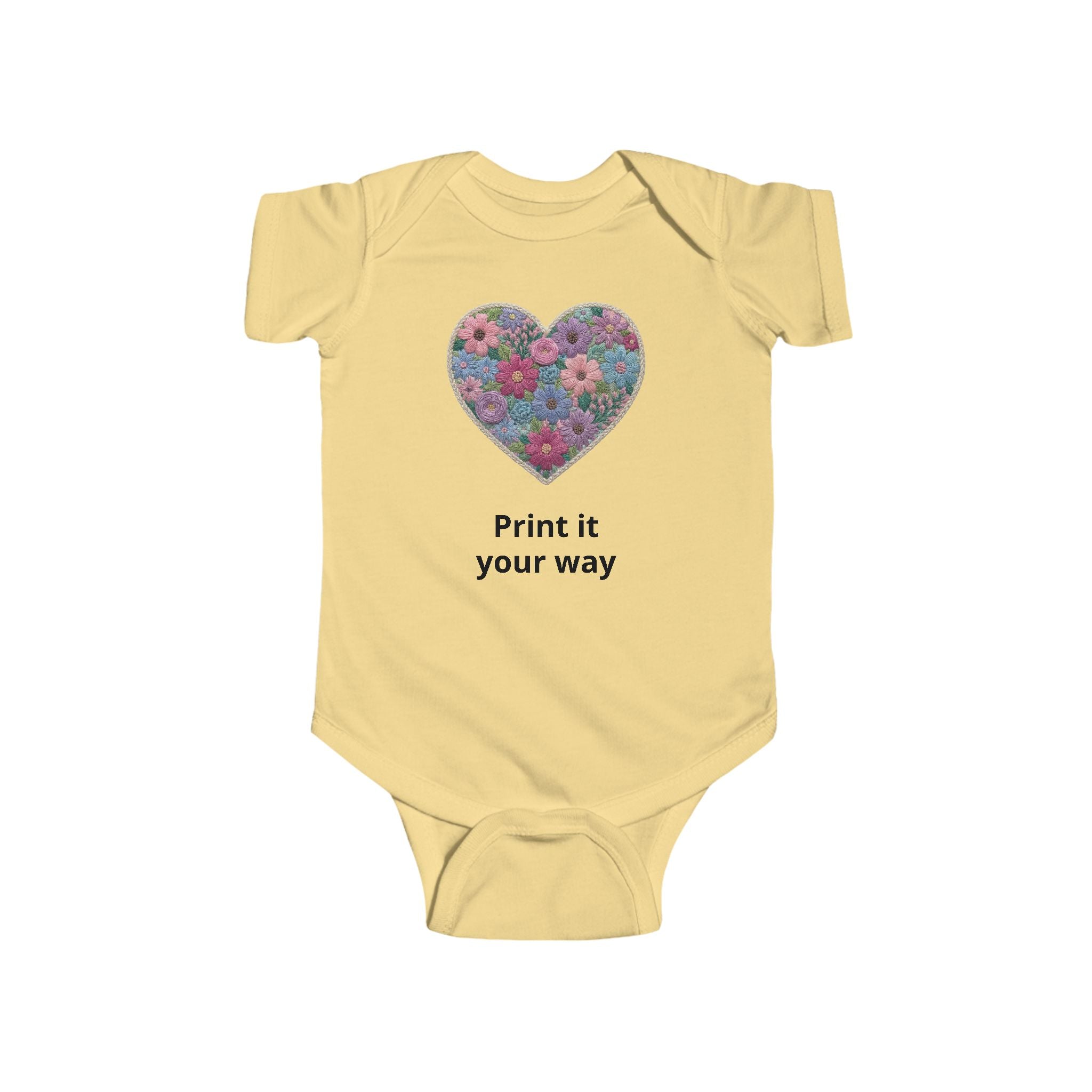 Floral Heart Personalized Baby Onesie for Infants