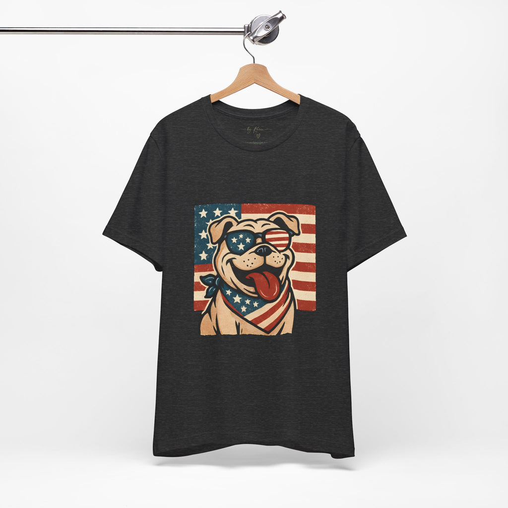 Dog's are Patriotic Too (American Flag, Funny 4th of July Shirt)