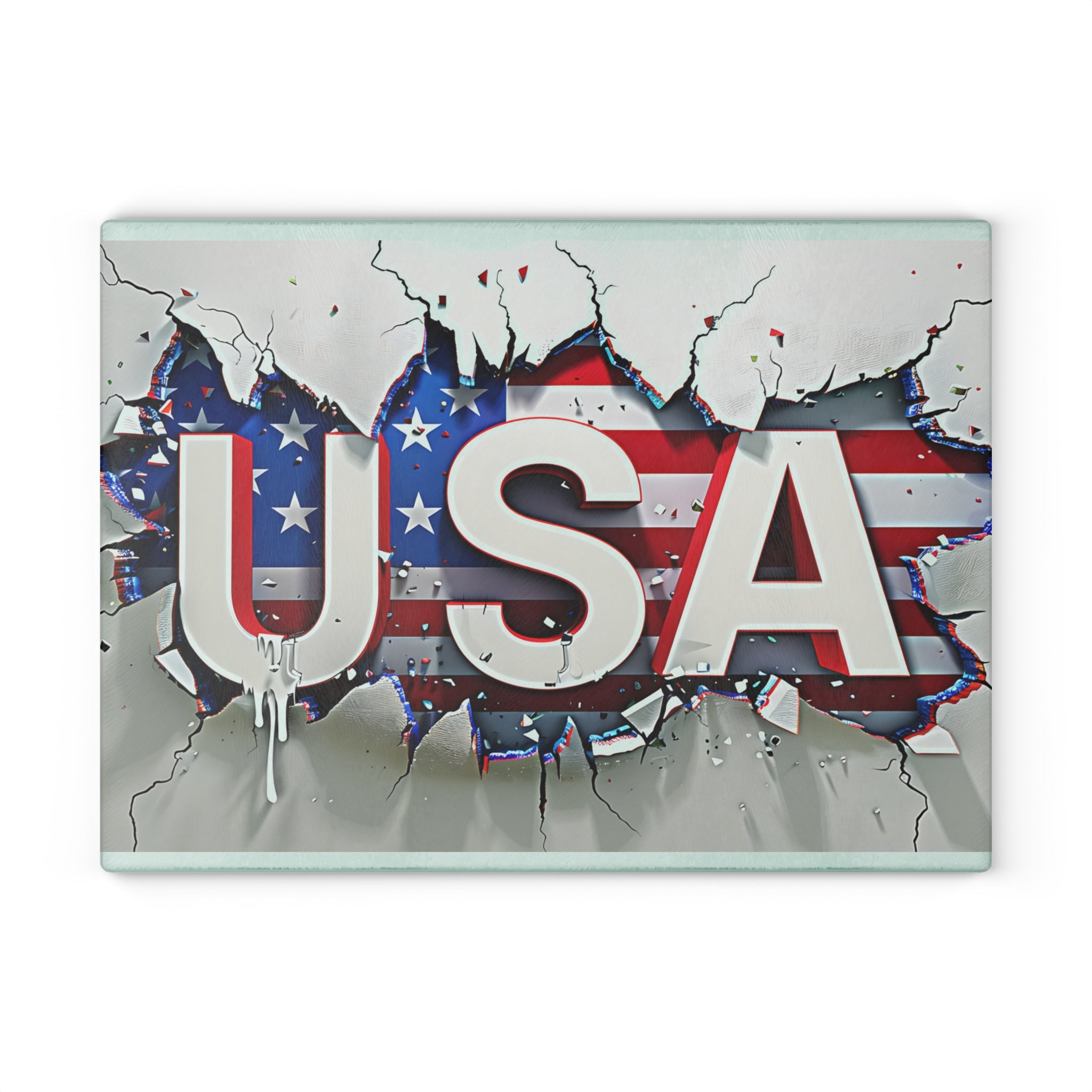 USA Flag Glass Cutting Board with Vibrant Design