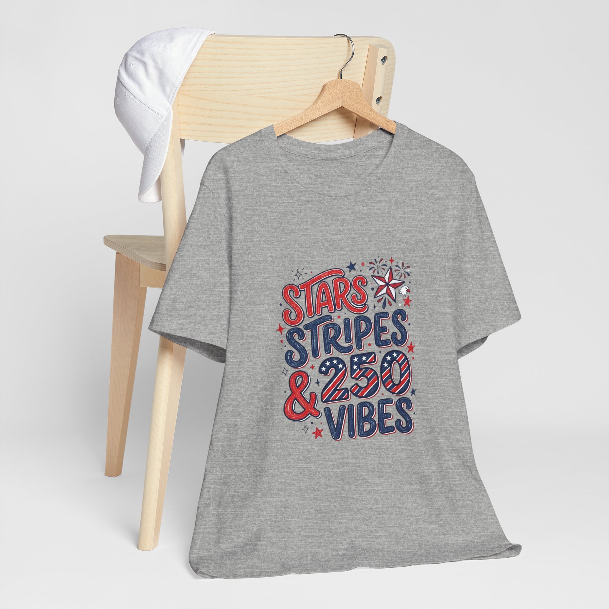 Stars Stripes & 250 Vibes T-Shirt | 250th Anniversary 4th of July Patriotic Tee