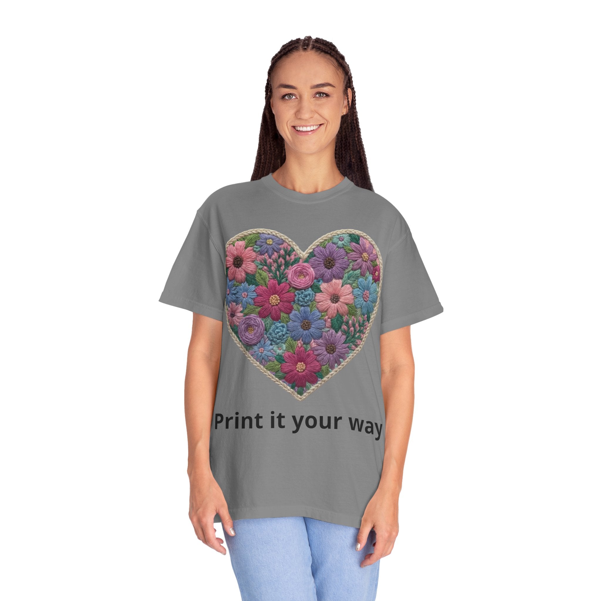 Floral Heart T-Shirt — Colorful Bouquet Heart Graphic (Print It Your Way)