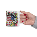 Patriotic Floral Eagle Ceramic Mug - Comfortable C-Handle
