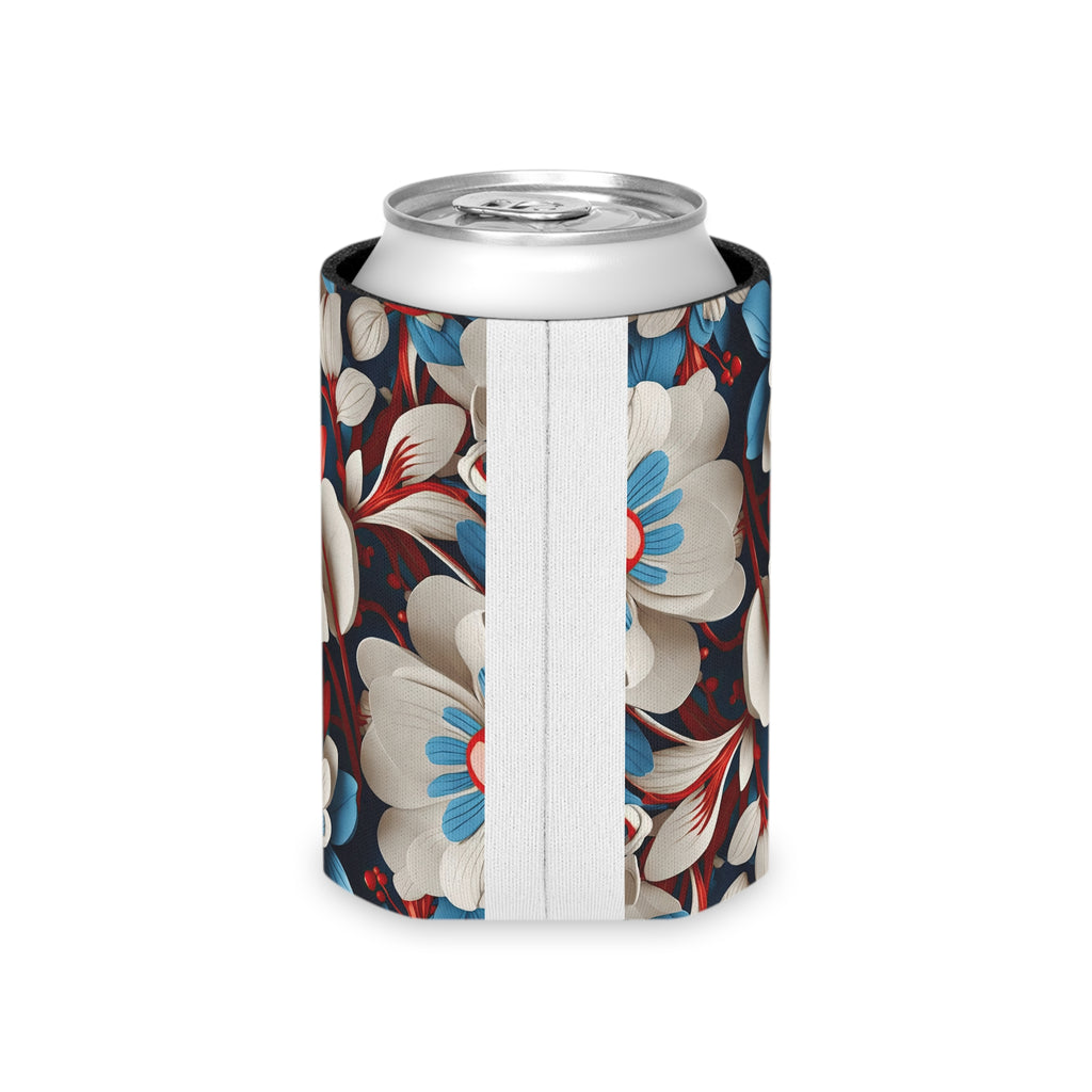Floral Patriotic Can Cooler for Festive Gatherings