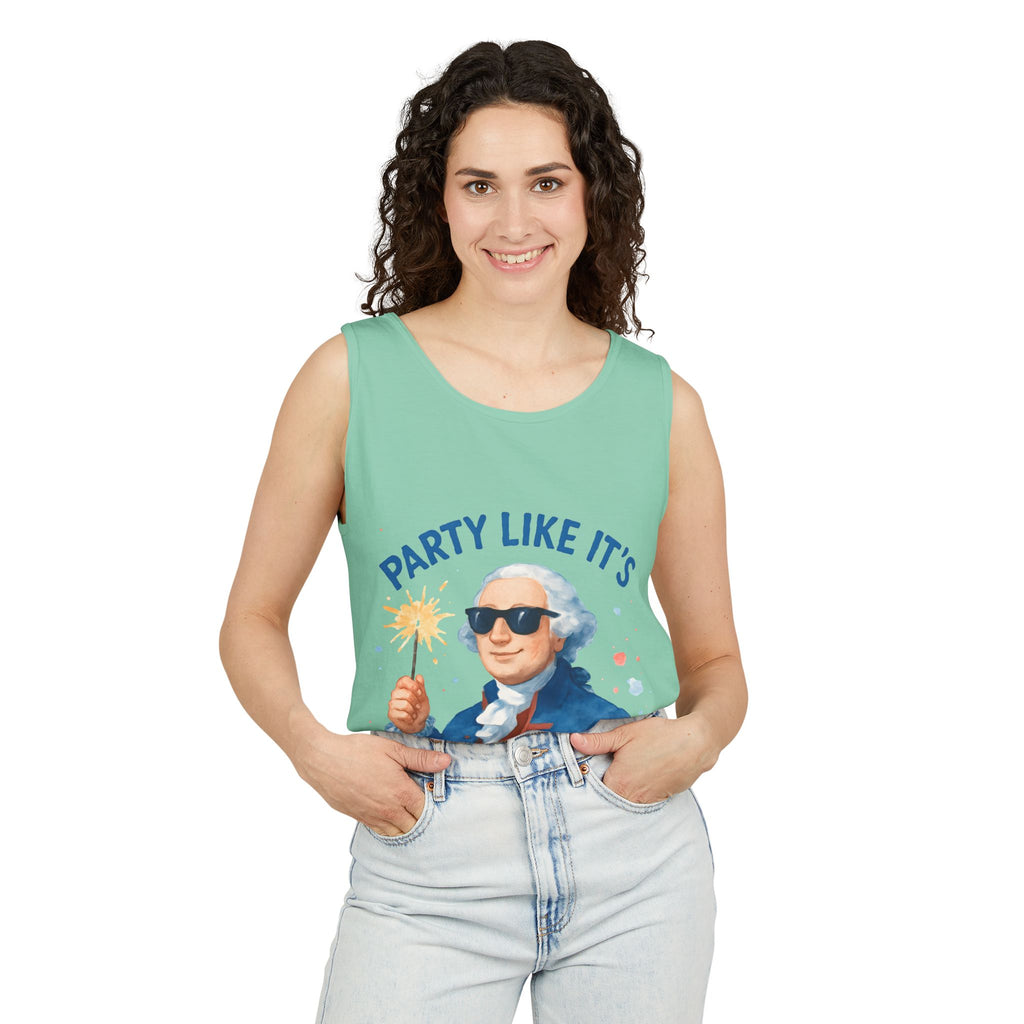 Party Like It's 1776 Tank Top — Patriotic George Washington Graphic