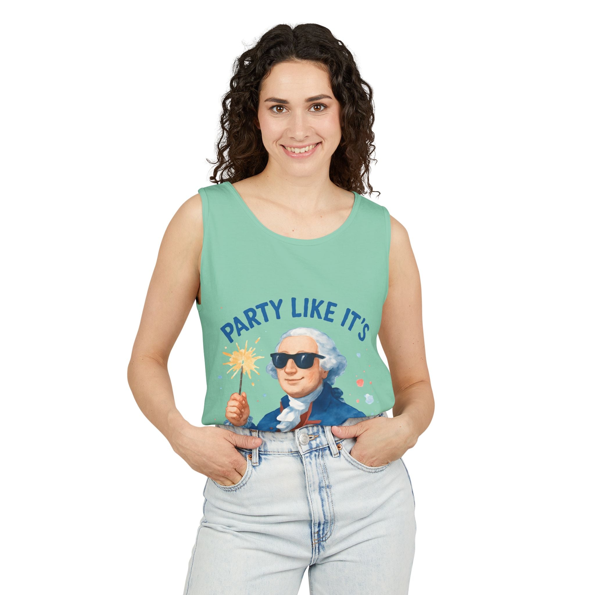 Party Like It's 1776 Tank Top — Patriotic George Washington Graphic