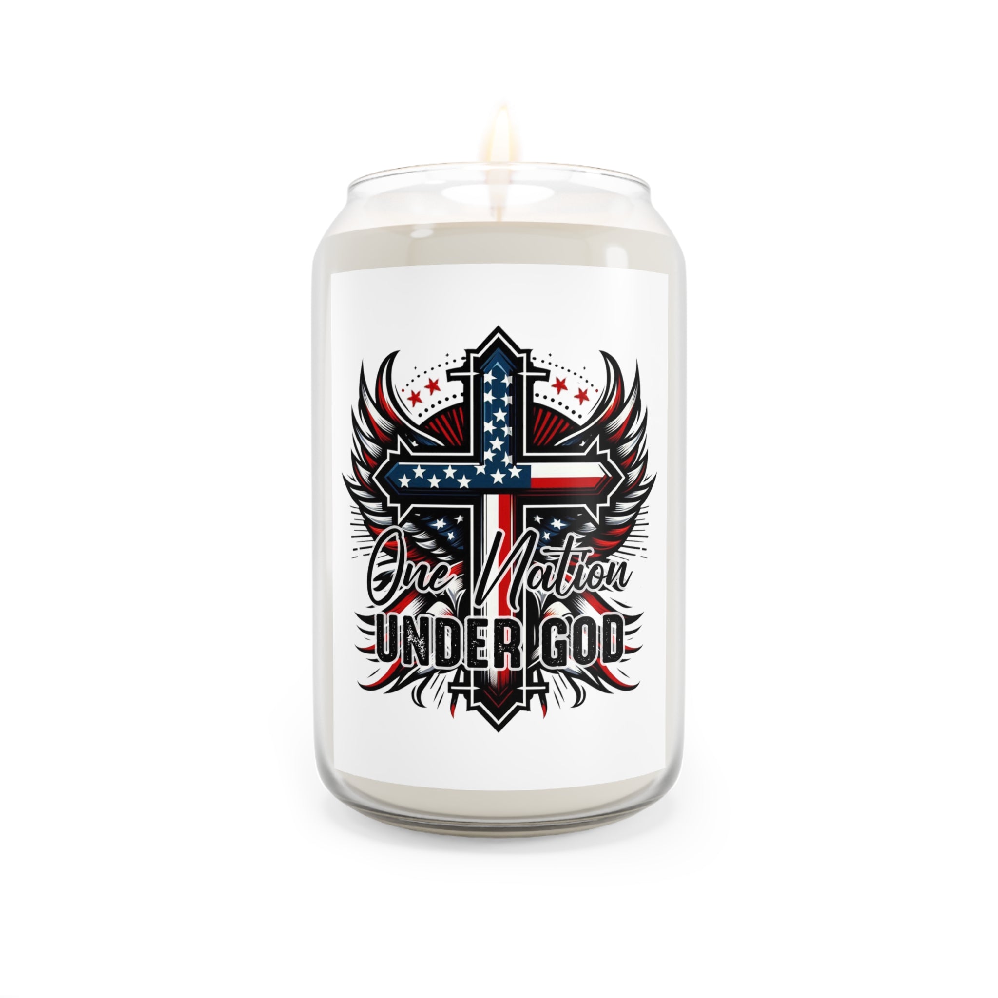 Patriotic Cross Soy Candle - One Nation Under God Scent
