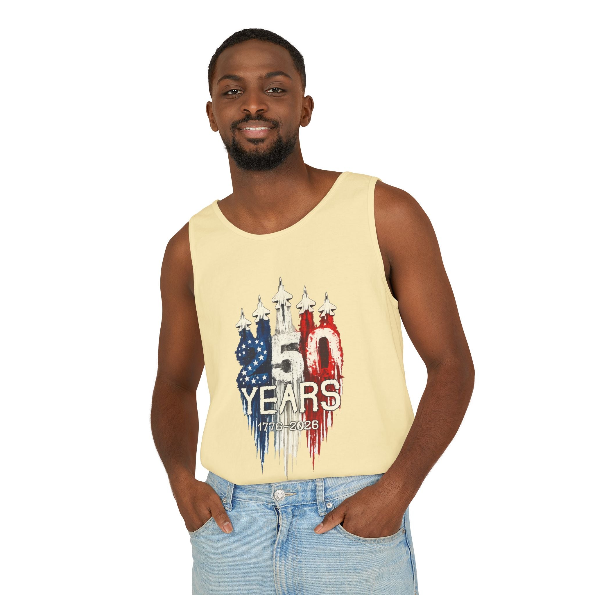 50 Years American Flag Castle Tank Top for Celebratory Wear