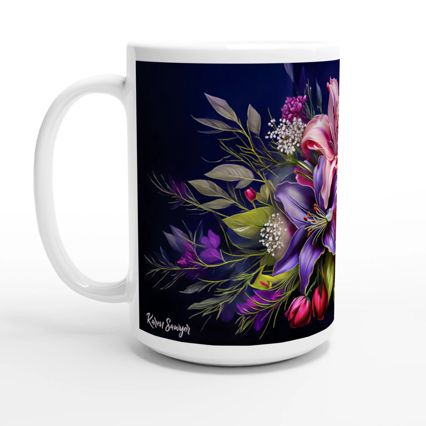 Floral design mug with personalized name