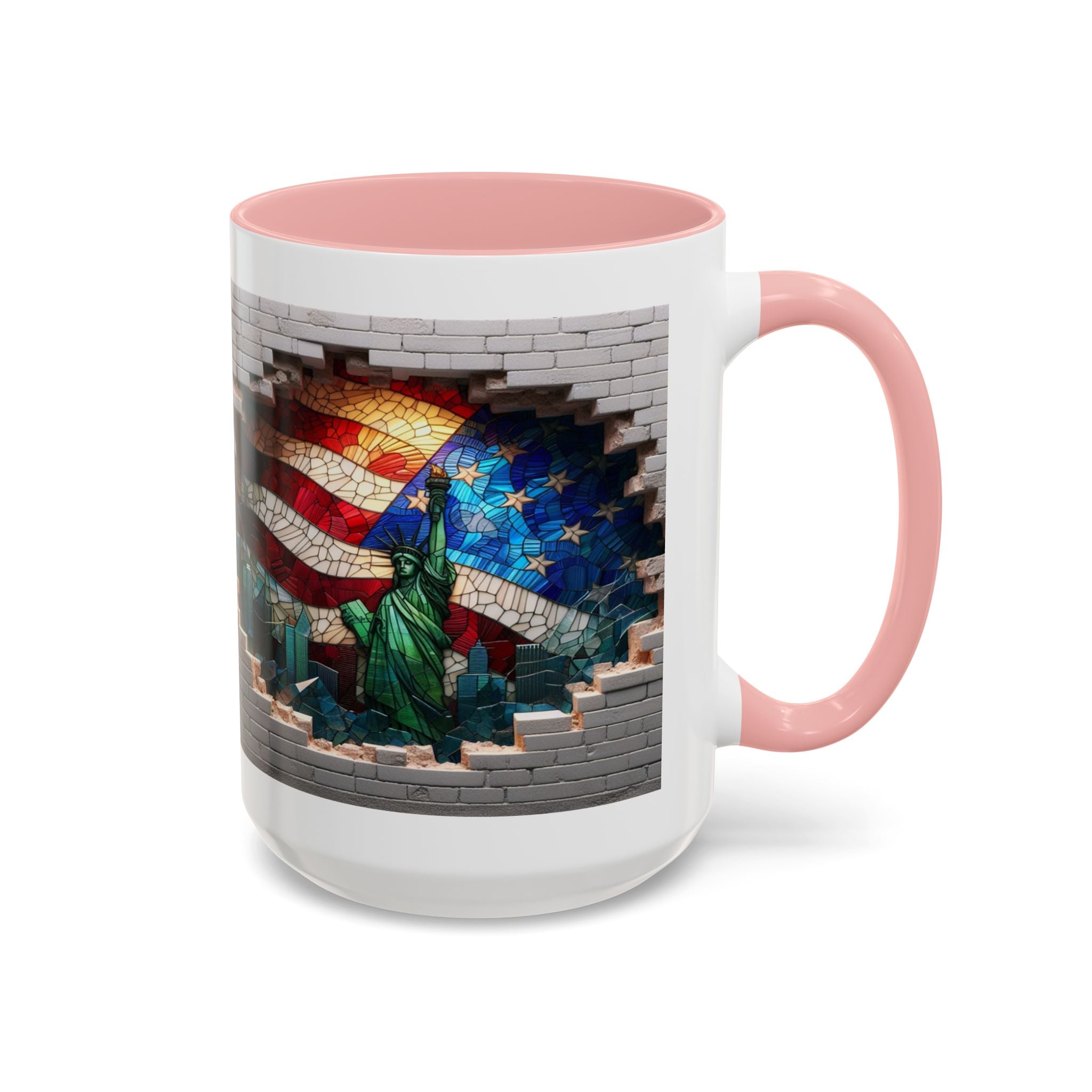 American Flag & Statue of Liberty Accent Coffee Mug – Patriotic USA Ceramic Mug