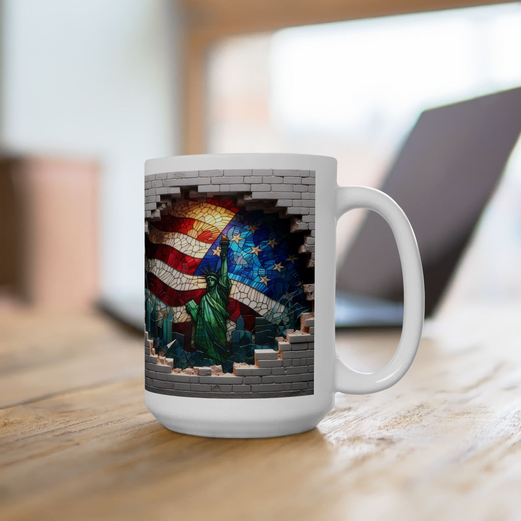 American Flag Urban Mosaic Ceramic Mug - Visual Delight in Your Hands