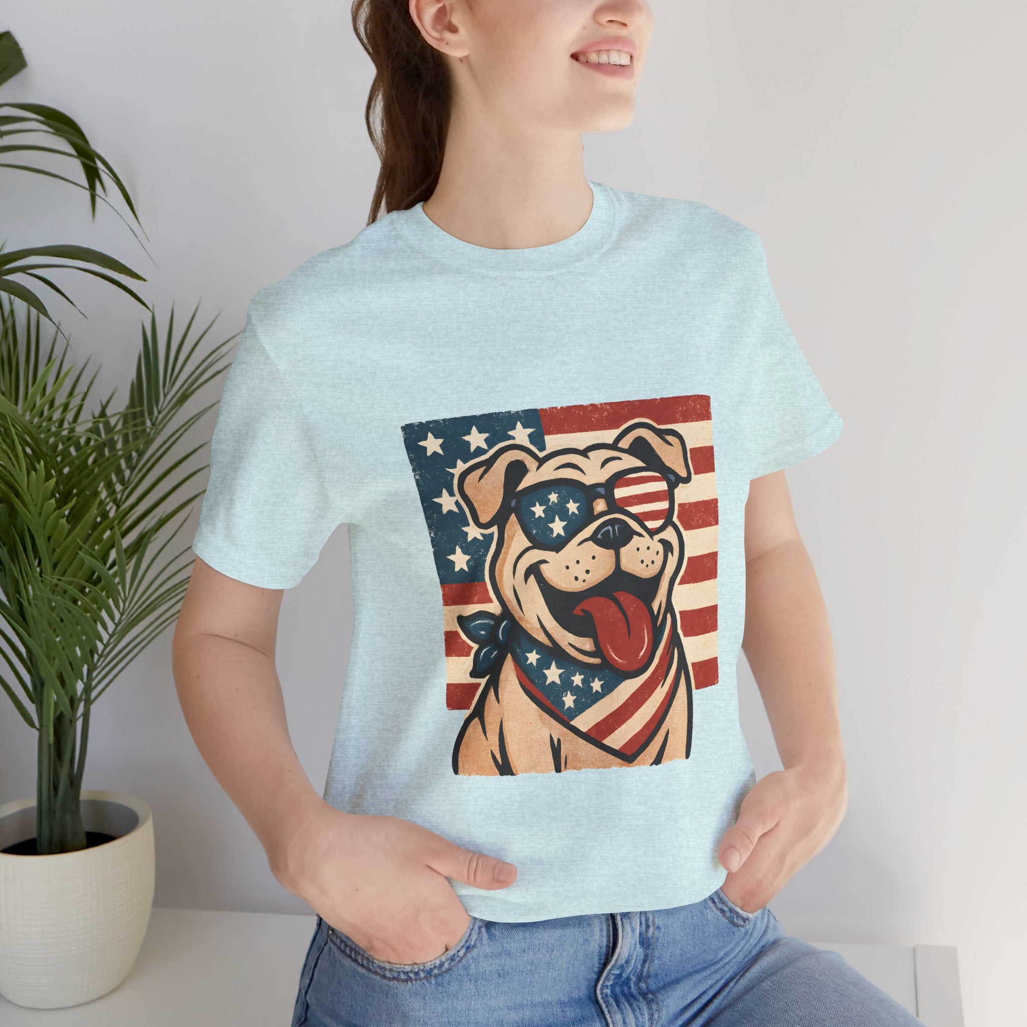 Dog's are Patriotic Too (American Flag, Funny 4th of July Shirt)