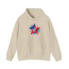 Patriotic Red & Blue Star Hoodie — 4th of July Firework Sweatshirt