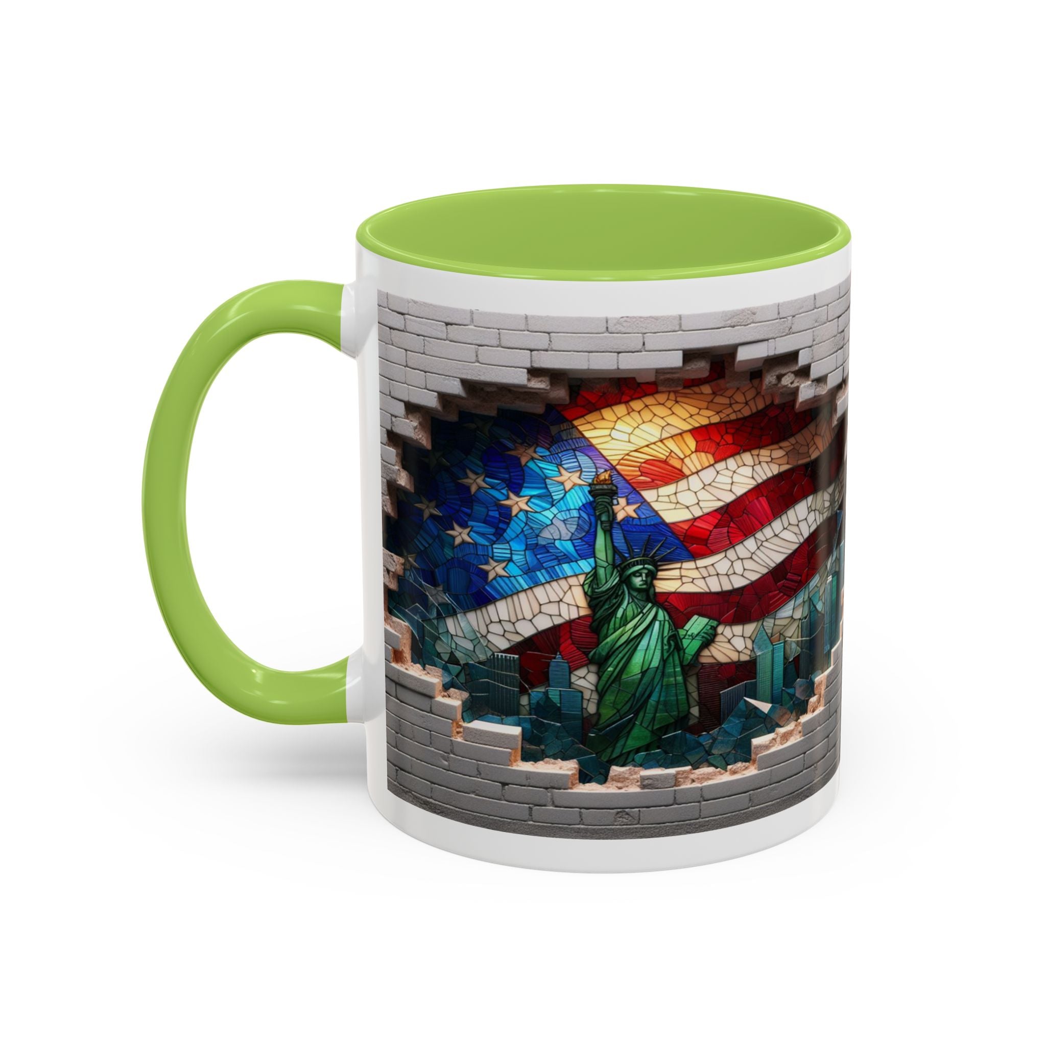American Flag & Statue of Liberty Accent Coffee Mug – Patriotic USA Ceramic Mug