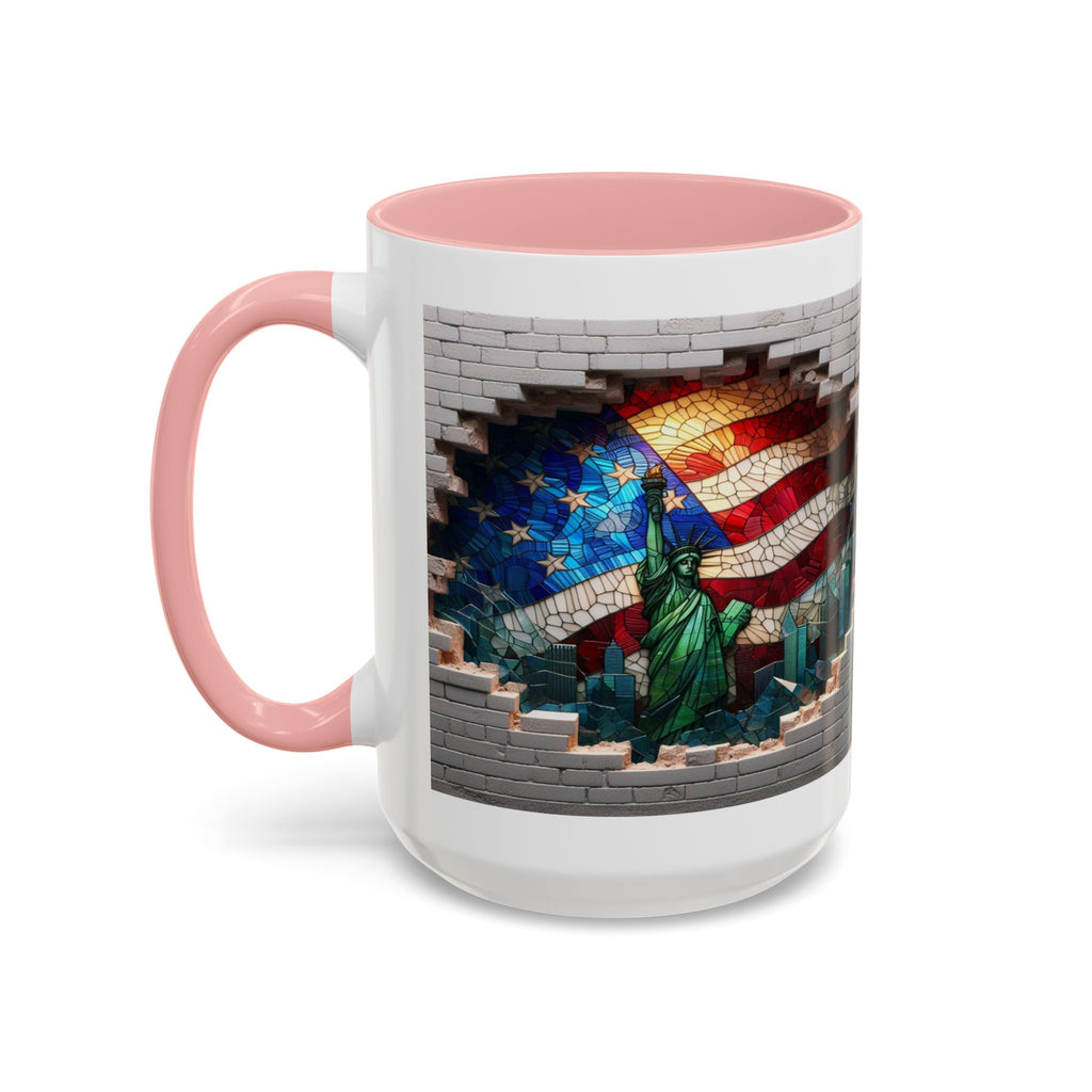 American Flag & Statue of Liberty Accent Coffee Mug – Patriotic USA Ceramic Mug